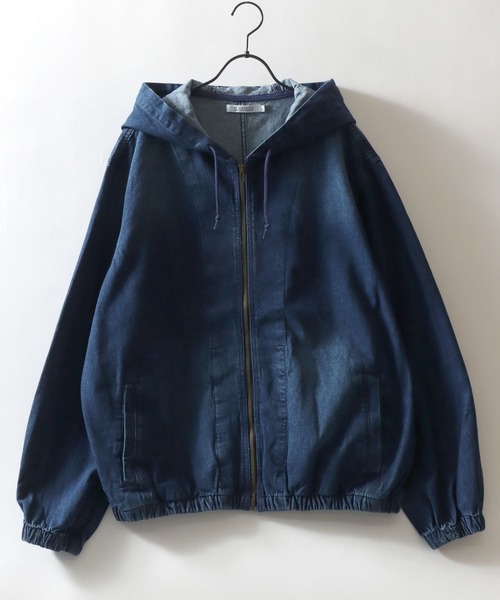 SITRY(シトリー)の「Denim Zip Hoodie/デニムパーカー デニムジャケット ブルゾン フルジップパーカー フーディー(デニムジャケット・メンズ・ネイビー/ライトグレー/ブラック/ライトブルー・M/L/LL)」の8枚目の写真