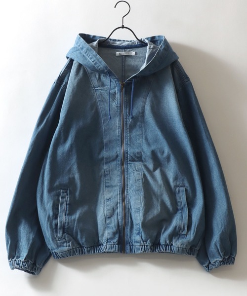 SITRY(シトリー)の「Denim Zip Hoodie/デニムパーカー デニムジャケット ブルゾン フルジップパーカー フーディー(デニムジャケット・メンズ・ネイビー/ライトグレー/ブラック/ライトブルー・M/L/LL)」の7枚目の写真
