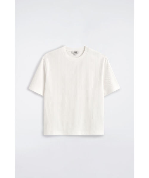 COS(コス)の「ヘビーウェイト リブ Tシャツ(Tシャツ/カットソー・メンズ・ネイビー/ホワイト系・XS/L/M/S/XL)」の13枚目の写真