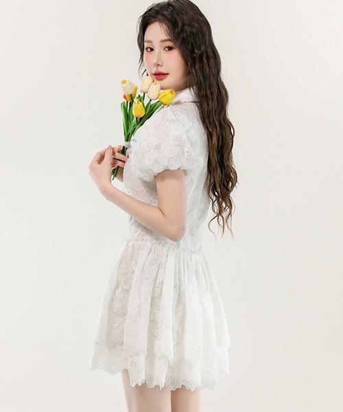 Girly Doll(ガーリードール)の「パフスリーブレースミニワンピース(ワンピース・レディース・ホワイト・M/L)」の12枚目の写真