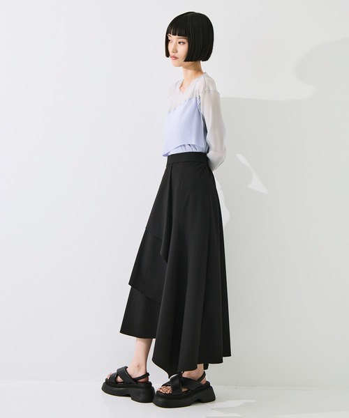 STUDIOUS(ステュディオス)の「【STUDIOUS/ステュディオス】Layered Flare Skirt/ウォッシャブル/ウエストゴム/腰回りカバー(スカート・レディース・ブラウン/ブラック/チェック・2/1)」の18枚目の写真
