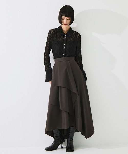 STUDIOUS(ステュディオス)の「【STUDIOUS/ステュディオス】Layered Flare Skirt/ウォッシャブル/ウエストゴム/腰回りカバー(スカート・レディース・ブラウン/ブラック/チェック・2/1)」の22枚目の写真