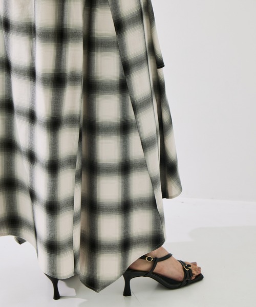 STUDIOUS(ステュディオス)の「【STUDIOUS/ステュディオス】Layered Flare Skirt/ウォッシャブル/ウエストゴム/腰回りカバー(スカート・レディース・ブラウン/ブラック/チェック・2/1)」の16枚目の写真
