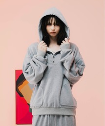 ONEVOID（ワンボイド）の「Henry neck hoodie - ヘンリーネックフーディー -（パーカー）」