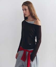 UNBALANCE STRIPE LONG SLEEVE BROWN