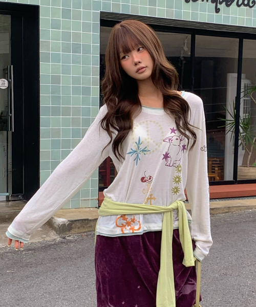 CRANK(クランク)の「タトゥーレイヤードトップ_アイボリー(Tシャツ/カットソー・レディース・その他・FREE)」の2枚目の写真