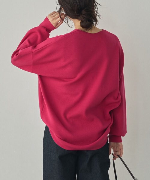 hunch(ハンチ)の「【静電気防止】やわもちヤーン ドロップショルダーニット(ニット/セーター・レディース・ブラウン/アイボリー/グリーン/ピンク/ブラック・FREE)」の10枚目の写真
