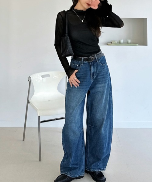 TREOVER(トレオーバー)の「レイヤードを楽しむプチハイネックシアートップス(Tシャツ/カットソー・レディース・ブラウン/イエロー/ブラック/チャコールグレー/ピンク/オフホワイト・MEDIUM/LARGE)」の17枚目の写真