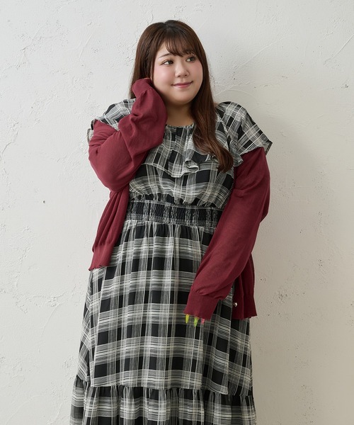 Louiosy(ルオシー)の「【Louiosy】【大きいサイズ】ラッフル襟ティアードワンピース(ワンピース・レディース・ブラック系その他/ブラウン系その他・3L/LL/4L)」の18枚目の写真
