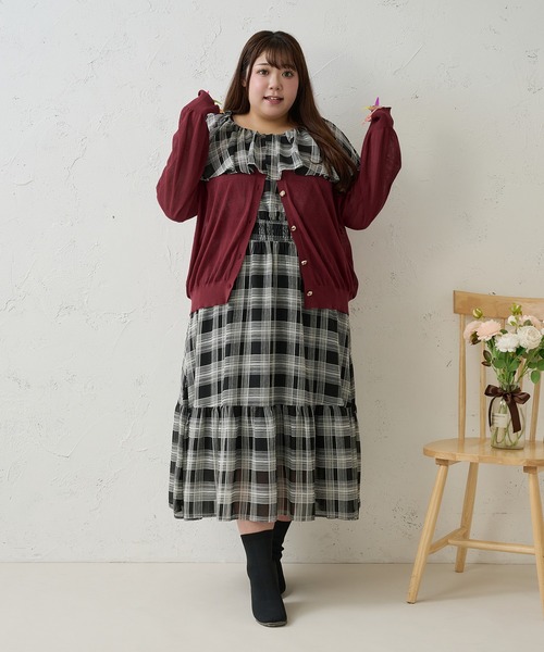 Louiosy(ルオシー)の「【Louiosy】【大きいサイズ】ラッフル襟ティアードワンピース(ワンピース・レディース・ブラック系その他/ブラウン系その他・3L/LL/4L)」の20枚目の写真