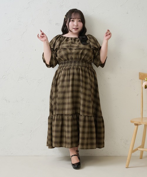 Louiosy(ルオシー)の「【Louiosy】【大きいサイズ】ラッフル襟ティアードワンピース(ワンピース・レディース・ブラック系その他/ブラウン系その他・3L/LL/4L)」の21枚目の写真