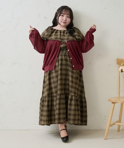 Louiosy(ルオシー)の「【Louiosy】【大きいサイズ】ラッフル襟ティアードワンピース(ワンピース・レディース・ブラック系その他/ブラウン系その他・3L/LL/4L)」の5枚目の写真