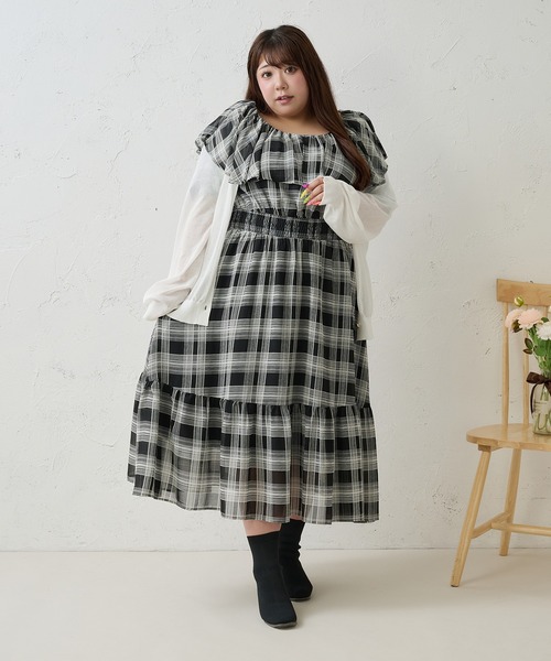 Louiosy(ルオシー)の「【Louiosy】【大きいサイズ】ラッフル襟ティアードワンピース(ワンピース・レディース・ブラック系その他/ブラウン系その他・3L/LL/4L)」の10枚目の写真