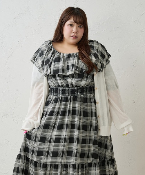 Louiosy(ルオシー)の「【Louiosy】【大きいサイズ】ラッフル襟ティアードワンピース(ワンピース・レディース・ブラック系その他/ブラウン系その他・3L/LL/4L)」の12枚目の写真