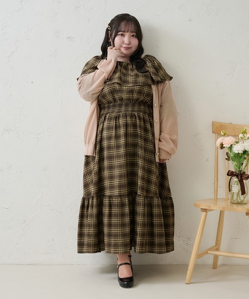 Louiosy(ルオシー)の「【Louiosy】【大きいサイズ】ラッフル襟ティアードワンピース(ワンピース・レディース・ブラック系その他/ブラウン系その他・3L/LL/4L)」の15枚目の写真
