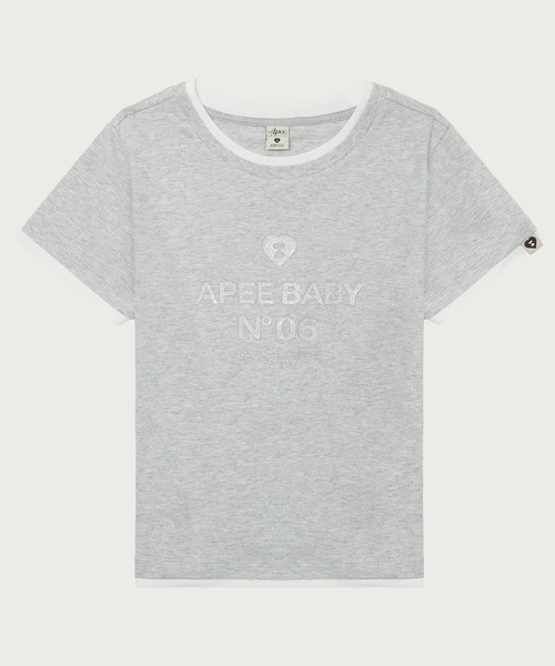 APEE BY A BATHING APE(エイピーバイアベイシングエイプ)の「APEE LAYERED GLITTER PRINT TEE(Tシャツ/カットソー・レディース・ネイビー/グレー・SMALL/X-SMALL)」の2枚目の写真