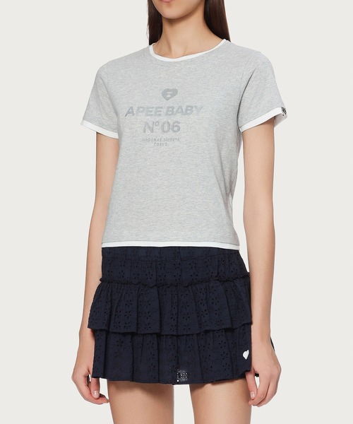 APEE BY A BATHING APE(エイピーバイアベイシングエイプ)の「APEE LAYERED GLITTER PRINT TEE(Tシャツ/カットソー・レディース・ネイビー/グレー・SMALL/X-SMALL)」の4枚目の写真