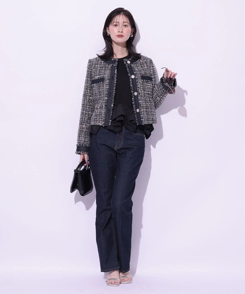 Arpege story(アルページュストーリー)の「裾フリル7分袖カットソー(Tシャツ/カットソー・レディース・ブラック系その他2/ブラック/ホワイト・2)」の16枚目の写真