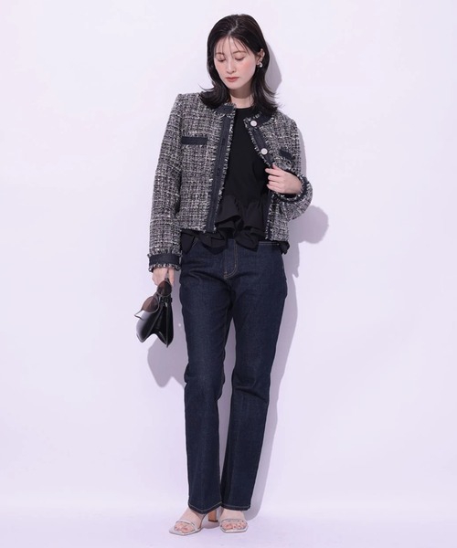 Arpege story(アルページュストーリー)の「裾フリル7分袖カットソー(Tシャツ/カットソー・レディース・ブラック系その他2/ブラック/ホワイト・2)」の17枚目の写真
