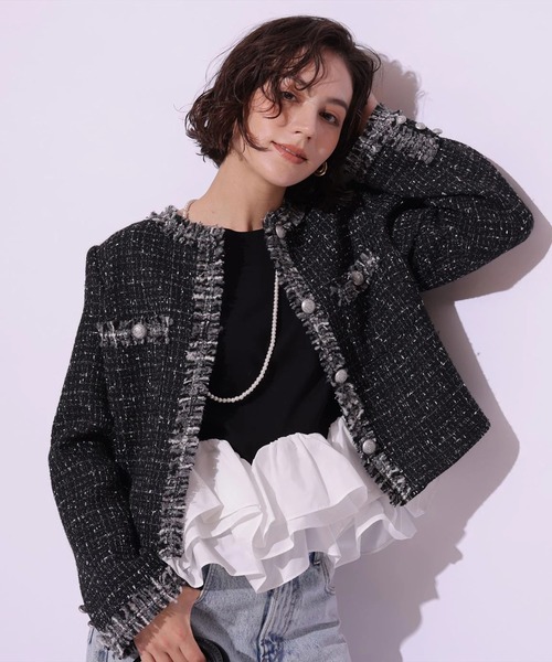 Arpege story(アルページュストーリー)の「裾フリル7分袖カットソー(Tシャツ/カットソー・レディース・ブラック系その他2/ブラック/ホワイト・2)」の10枚目の写真