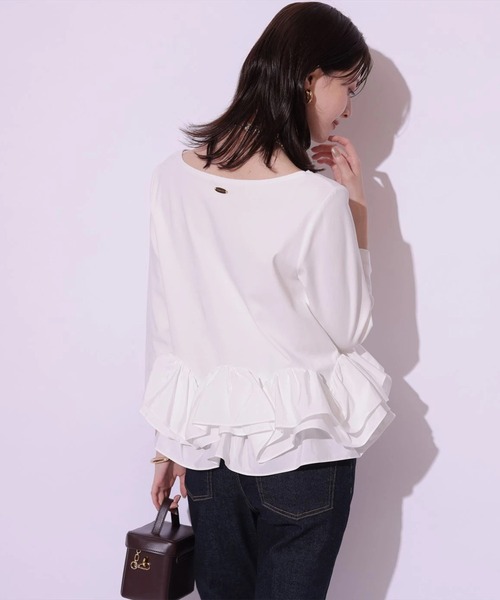 Arpege story(アルページュストーリー)の「裾フリル7分袖カットソー(Tシャツ/カットソー・レディース・ブラック系その他2/ブラック/ホワイト・2)」の15枚目の写真