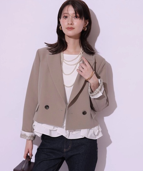 Arpege story(アルページュストーリー)の「裾フリル7分袖カットソー(Tシャツ/カットソー・レディース・ブラック系その他2/ブラック/ホワイト・2)」の8枚目の写真