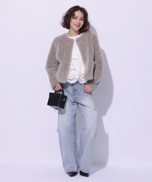 Arpege story(アルページュストーリー)の「裾フリル7分袖カットソー(Tシャツ/カットソー・レディース・ブラック系その他2/ブラック/ホワイト・2)」の5枚目の写真