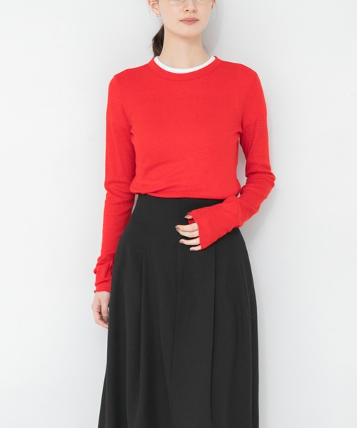 URBAN RESEARCH(アーバンリサーチ)の「W100クルーネックカットソー(Tシャツ/カットソー・レディース・オフホワイト/レッド/グレー・FREE)」の3枚目の写真