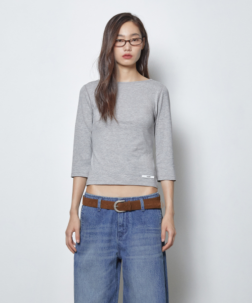 FRANTICSERVICE(フランティックサービス)の「クラシック ボートネック 3/4スリーブ Tシャツ - グレー(Tシャツ/カットソー・レディース・ライトグレー・FREE)」の2枚目の写真
