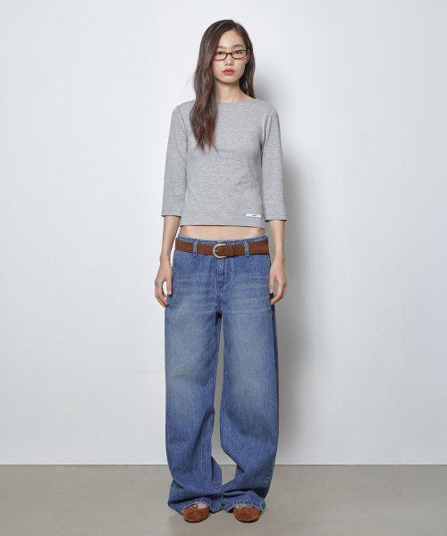 FRANTICSERVICE(フランティックサービス)の「クラシック ボートネック 3/4スリーブ Tシャツ - グレー(Tシャツ/カットソー・レディース・ライトグレー・FREE)」の3枚目の写真