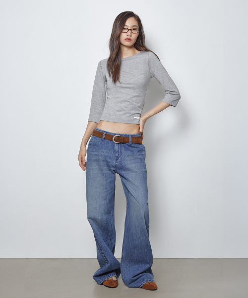 FRANTICSERVICE(フランティックサービス)の「クラシック ボートネック 3/4スリーブ Tシャツ - グレー(Tシャツ/カットソー・レディース・ライトグレー・FREE)」の6枚目の写真