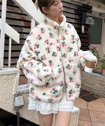 花柄ボアブルゾン