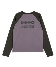 W NAME CARD RAGLAN L/S TEE(DUSTY LAVENDER)