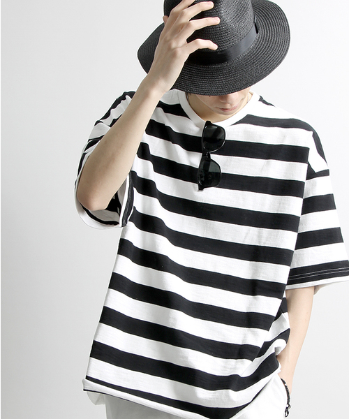 WEGO（ウィゴー）の「WEGO/スラブ天竺ビッグTシャツ（Tシャツ/カットソー・メンズ・ブラック系その他/杢グレー/ブラック/ホワイト/ベージュ系その他/カーキ/サックスブルー/レッド/ブルー系その他・LARGE/MEDIUM）」の4枚目の写真