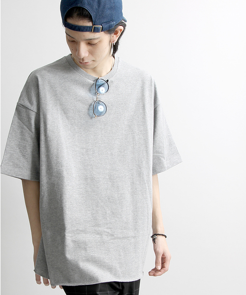 WEGO（ウィゴー）の「WEGO/スラブ天竺ビッグTシャツ（Tシャツ/カットソー・メンズ・ブラック系その他/杢グレー/ブラック/ホワイト/ベージュ系その他/カーキ/サックスブルー/レッド/ブルー系その他・LARGE/MEDIUM）」の5枚目の写真