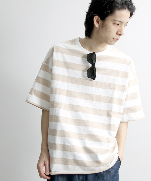 WEGO（ウィゴー）の「WEGO/スラブ天竺ビッグTシャツ（Tシャツ/カットソー・メンズ・ブラック系その他/杢グレー/ブラック/ホワイト/ベージュ系その他/カーキ/サックスブルー/レッド/ブルー系その他・LARGE/MEDIUM）」の6枚目の写真