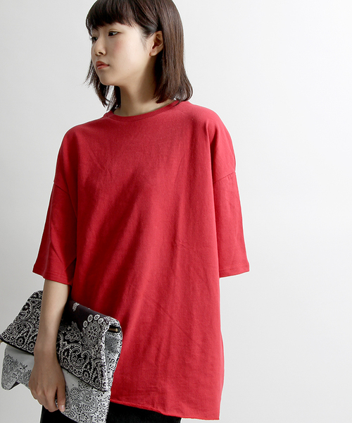 WEGO（ウィゴー）の「WEGO/スラブ天竺ビッグTシャツ（Tシャツ/カットソー・メンズ・ブラック系その他/杢グレー/ブラック/ホワイト/ベージュ系その他/カーキ/サックスブルー/レッド/ブルー系その他・LARGE/MEDIUM）」の18枚目の写真