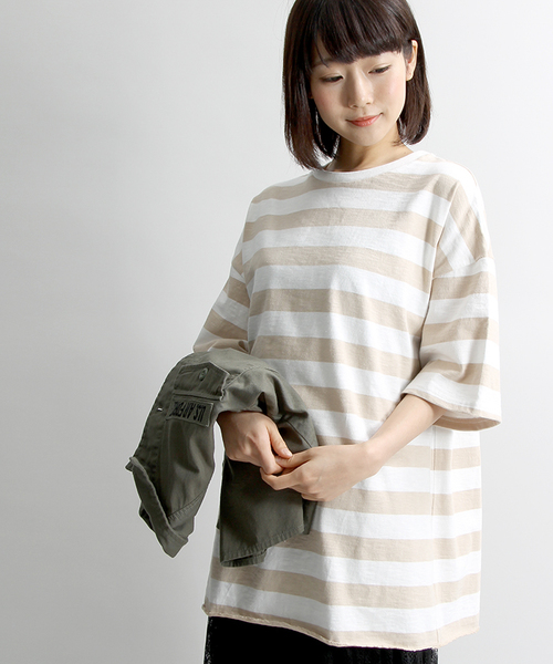 WEGO（ウィゴー）の「WEGO/スラブ天竺ビッグTシャツ（Tシャツ/カットソー・メンズ・ブラック系その他/杢グレー/ブラック/ホワイト/ベージュ系その他/カーキ/サックスブルー/レッド/ブルー系その他・LARGE/MEDIUM）」の14枚目の写真