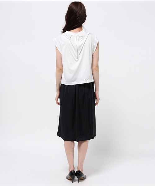 REAL CUBE（リアルキューブ）の「メッシュ切替レイヤードノースリーブワンピース（ワンピース・レディース・オフホワイト・38）」の6枚目の写真