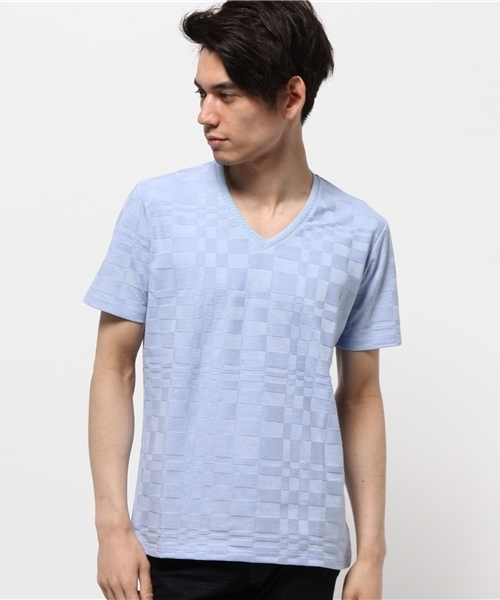 MEN'S BIGI(メンズビギ)の「VネックTシャツ/JAPAN MADE(日本製)(Tシャツ/カットソー・メンズ・ホワイト/ピンク/ネイビー/サックスブルー/ブルー系その他・SMALL/LARGE/MEDIUM)」の3枚目の写真