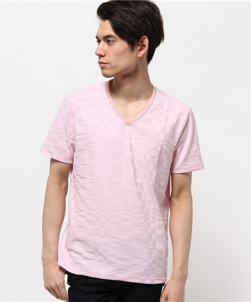 MEN'S BIGI(メンズビギ)の「VネックTシャツ/JAPAN MADE(日本製)(Tシャツ/カットソー・メンズ・ホワイト/ピンク/ネイビー/サックスブルー/ブルー系その他・SMALL/LARGE/MEDIUM)」の5枚目の写真