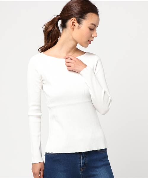 NATURAL BEAUTY BASIC（ナチュラルビューティーベーシック）の「総針リブニット（ニット/セーター・レディース・グレー/ホワイト系その他/ピンク・MEDIUM）」の11枚目の写真