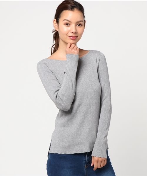 NATURAL BEAUTY BASIC（ナチュラルビューティーベーシック）の「総針リブニット（ニット/セーター・レディース・グレー/ホワイト系その他/ピンク・MEDIUM）」の2枚目の写真