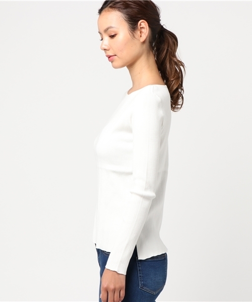 NATURAL BEAUTY BASIC（ナチュラルビューティーベーシック）の「総針リブニット（ニット/セーター・レディース・グレー/ホワイト系その他/ピンク・MEDIUM）」の5枚目の写真