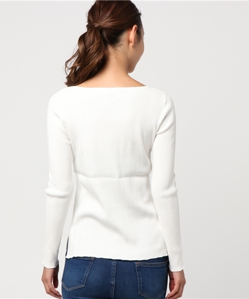 NATURAL BEAUTY BASIC（ナチュラルビューティーベーシック）の「総針リブニット（ニット/セーター・レディース・グレー/ホワイト系その他/ピンク・MEDIUM）」の6枚目の写真