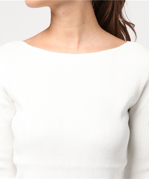 NATURAL BEAUTY BASIC（ナチュラルビューティーベーシック）の「総針リブニット（ニット/セーター・レディース・グレー/ホワイト系その他/ピンク・MEDIUM）」の7枚目の写真