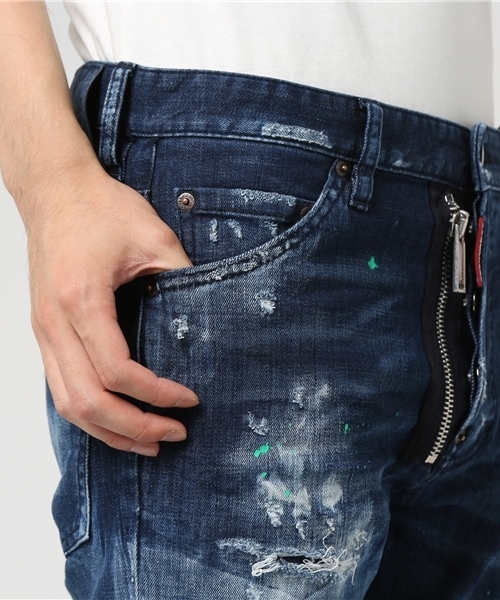DSQUARED2（ディースクエアード）の「PANTS 5 POCKETS/COOL GUY JEAN/MEDIUM BLUE STITCHED GREEN SPOTS WASH（デニムパンツ・メンズ・ブルー・48/46/44/50）」の7枚目の写真