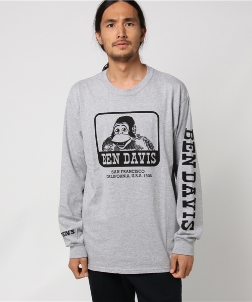 BEN DAVIS ORIGINALS(ベンデイビスオリジナルス)の「BEN DAVIS PRINT LONG SLEEVE TEE(Tシャツ/カットソー・メンズ・ホワイト/ブラック/ヘザーグレー/ピンク・MEDIUM/LARGE/SMALL/X-LARGE)」の14枚目の写真