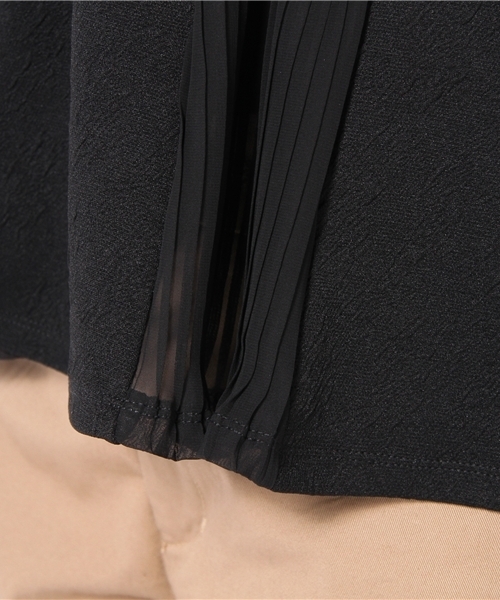 one after another NICE CLAUP（ワンアフターアナザーナイスクラップ）の「ふくれジャガードペプラム（Tシャツ/カットソー・レディース・ブラック/クリーム/ピンクベージュ・FREE）」の9枚目の写真