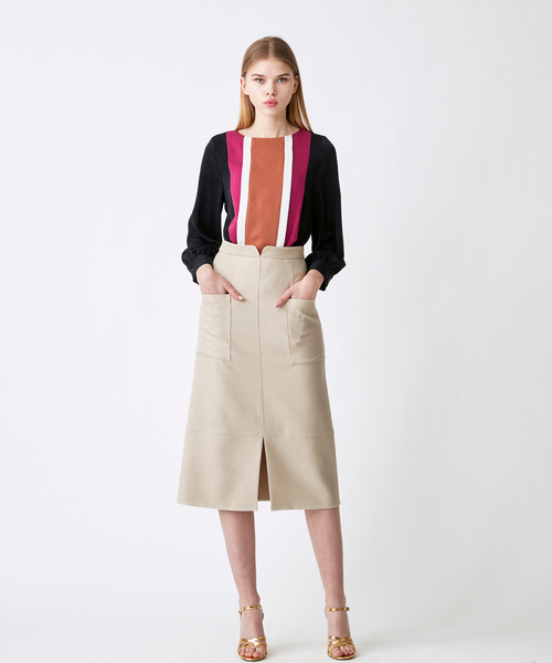 Velvet BY NOISE MAKER（ベルベッドバイノイズメーカー）の「ポケットタイトスカート（スカート・レディース・ネイビー/ライトベージュ/ピンク・36/38）」の14枚目の写真